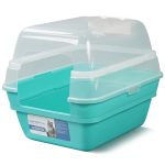 Space Capsule Foldable Covered Cat Litter Box – Teal