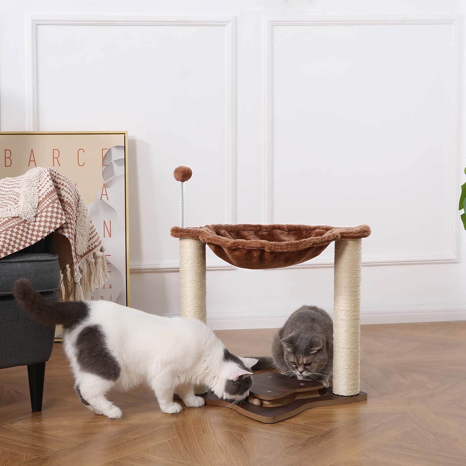 3 in 1 Cat Scratching Post with Hammock (Stone Blue)
