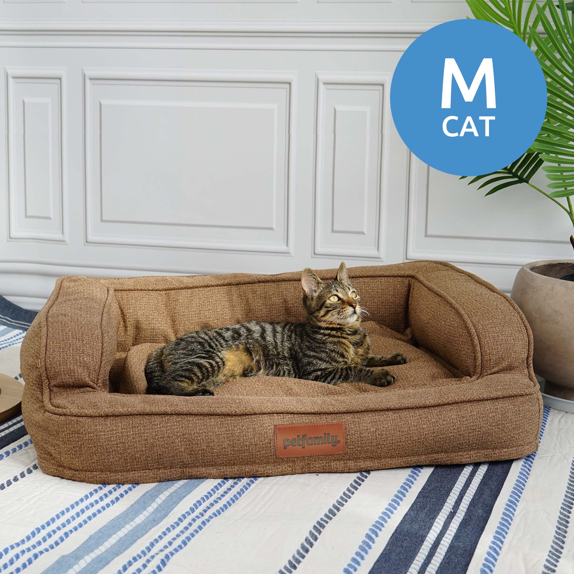 Luxury Dog Bed Cat Bed Pet Bed (Large 34" x 24" Up to 60 lb, Brown)