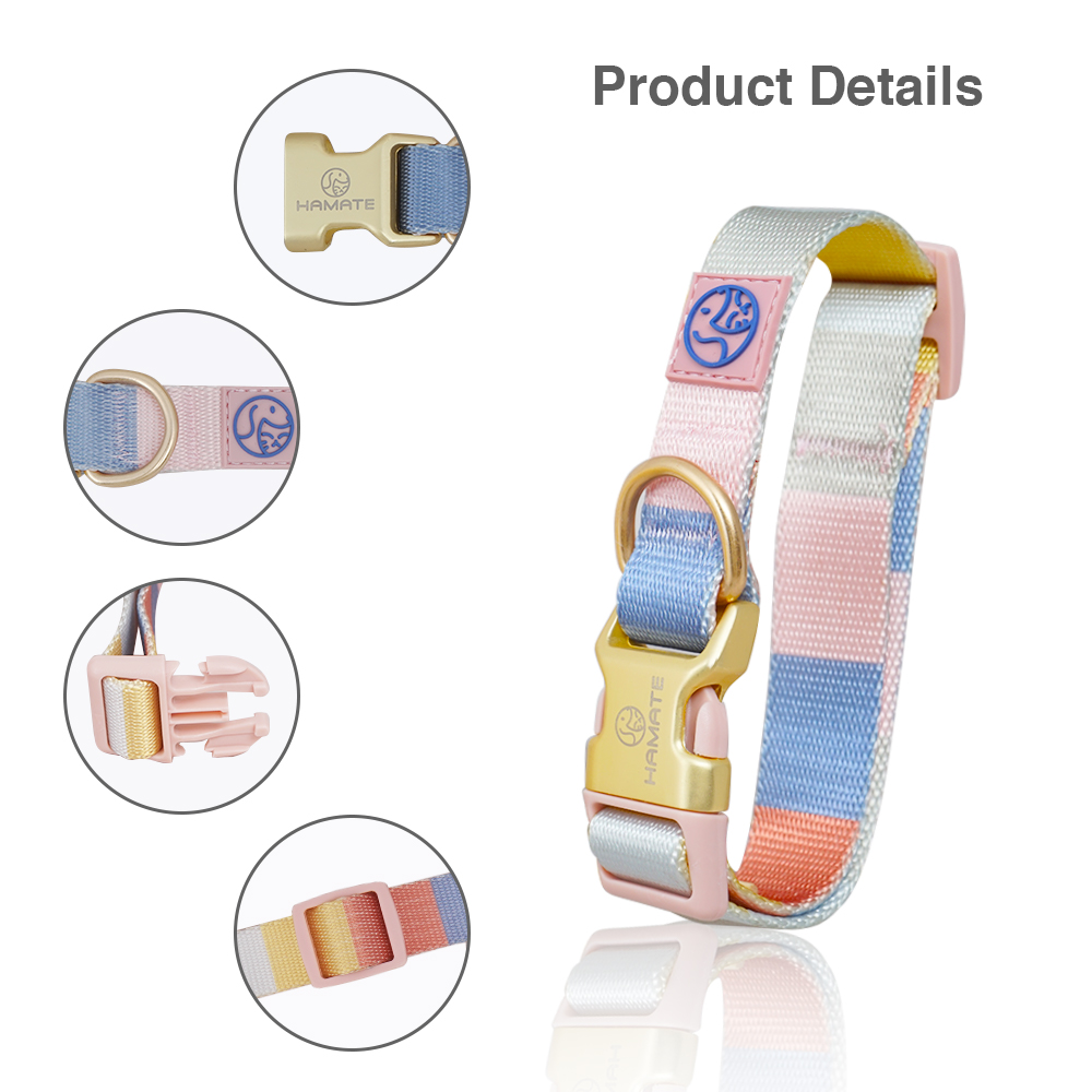 Morandi Color Adjustable Nylon Dog Collar (Size Medium, Neck Girth 10.6" - 15.8", Width 0.75")