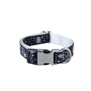 Black Galaxy Pattern Space Themed Reflective Coating Adjustable Nylon Dog Collar (Size Small, Neck Girth 8.7" - 13.4", Width 0.6")