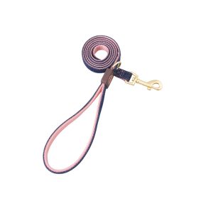 Denim Dog Leash Pink Stitching and Nylon Inner Side