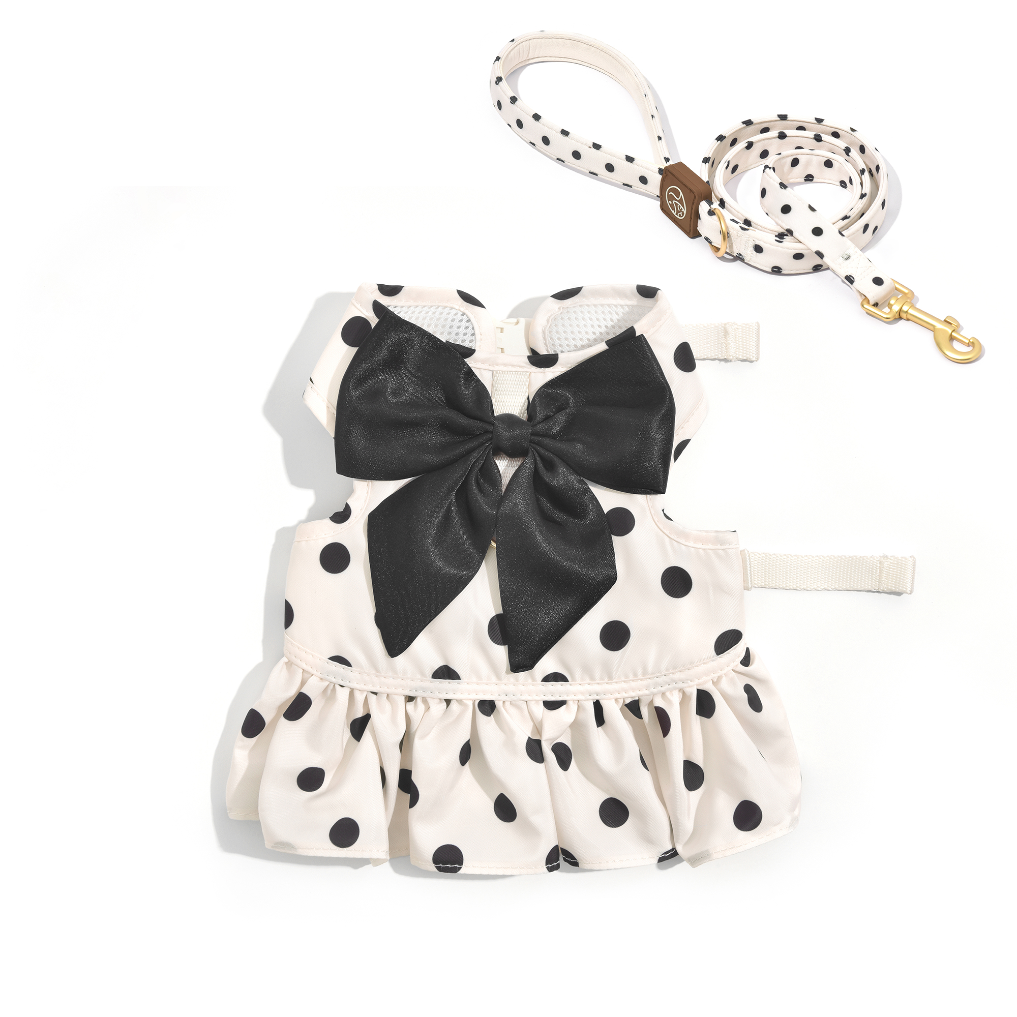Polka Dot Leash & Harness Set, Classic Pattern,