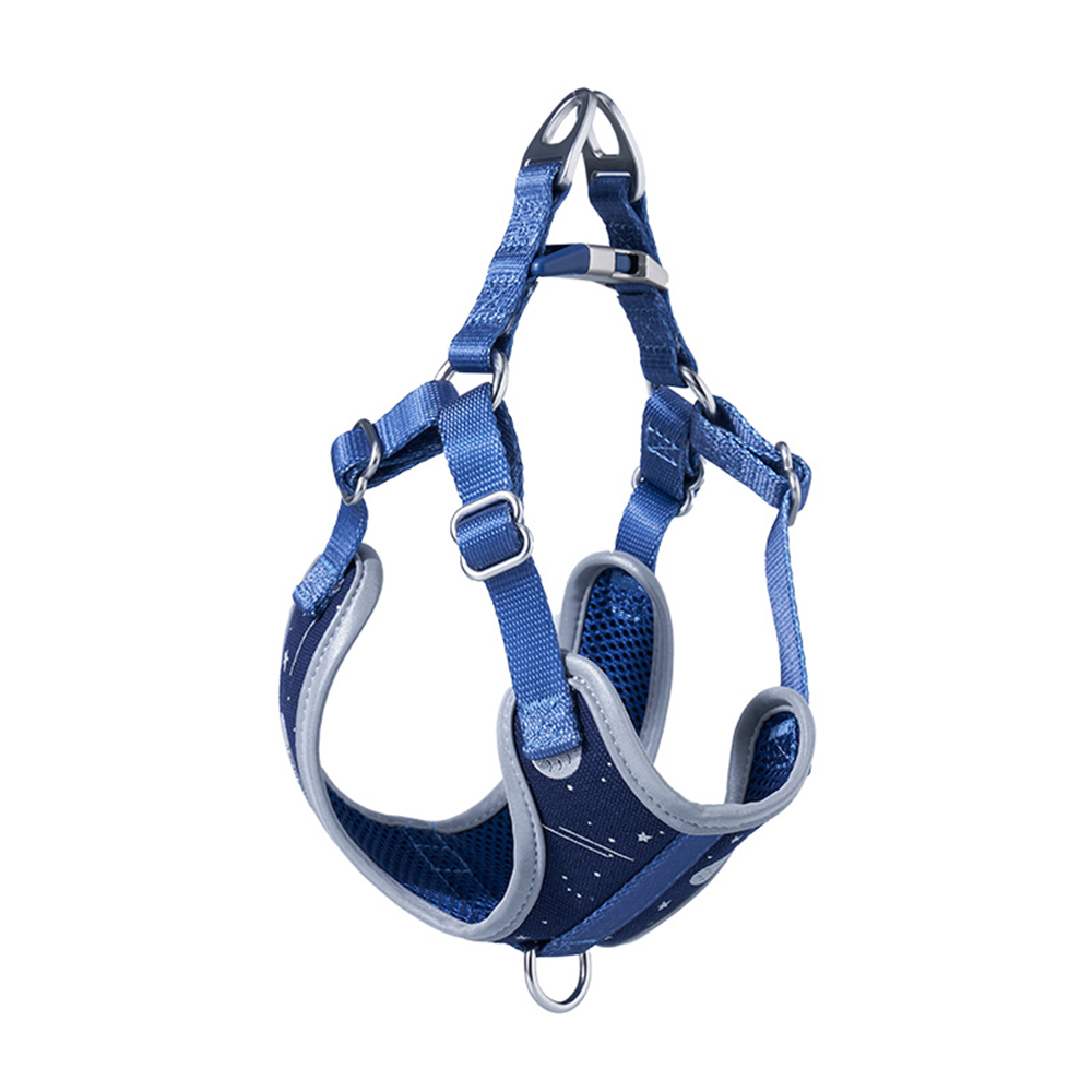 Blue Galaxy Pattern Space Themed Reflective Coating Adjustable Nylon Dog Harness (Size Extra Small, Girth 15.2" - 18.1", Width 0.4")