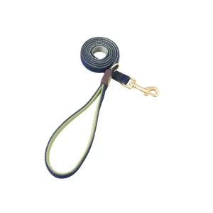 Denim Dog Leash with Green Stitching and Nylon Inner Side