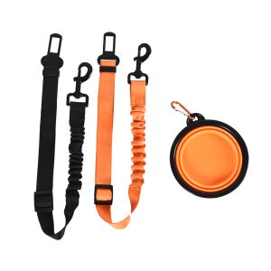 Car Safety Belts & Folded Pet Bowl